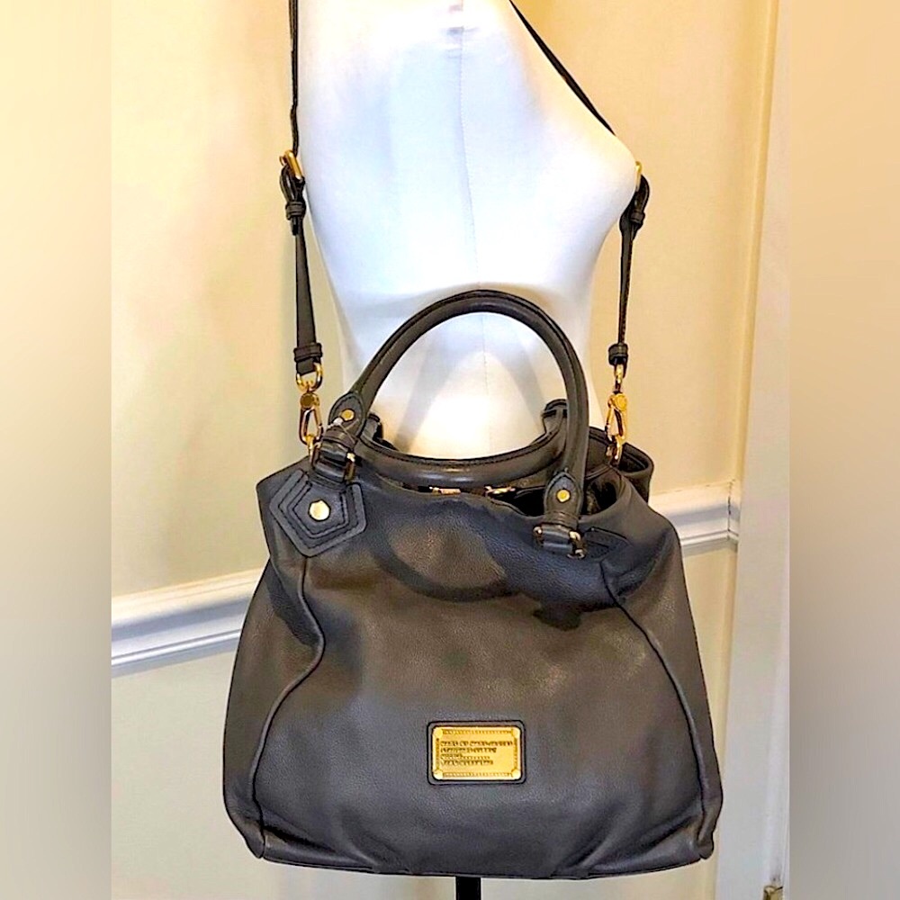 MARC JACOBS Grey Leather Top Handle Crossbody Women’s Workwear Satchel Tote